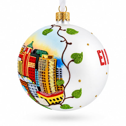 El Paso, Texas, USA Glass Ball Christmas Ornament 4 Inches