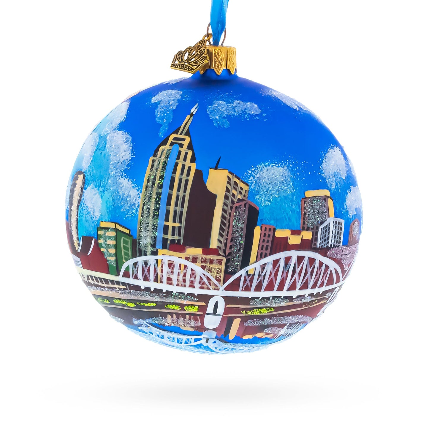 Nashville, Tennessee, USA Glass Ball Christmas Ornament 4 Inches