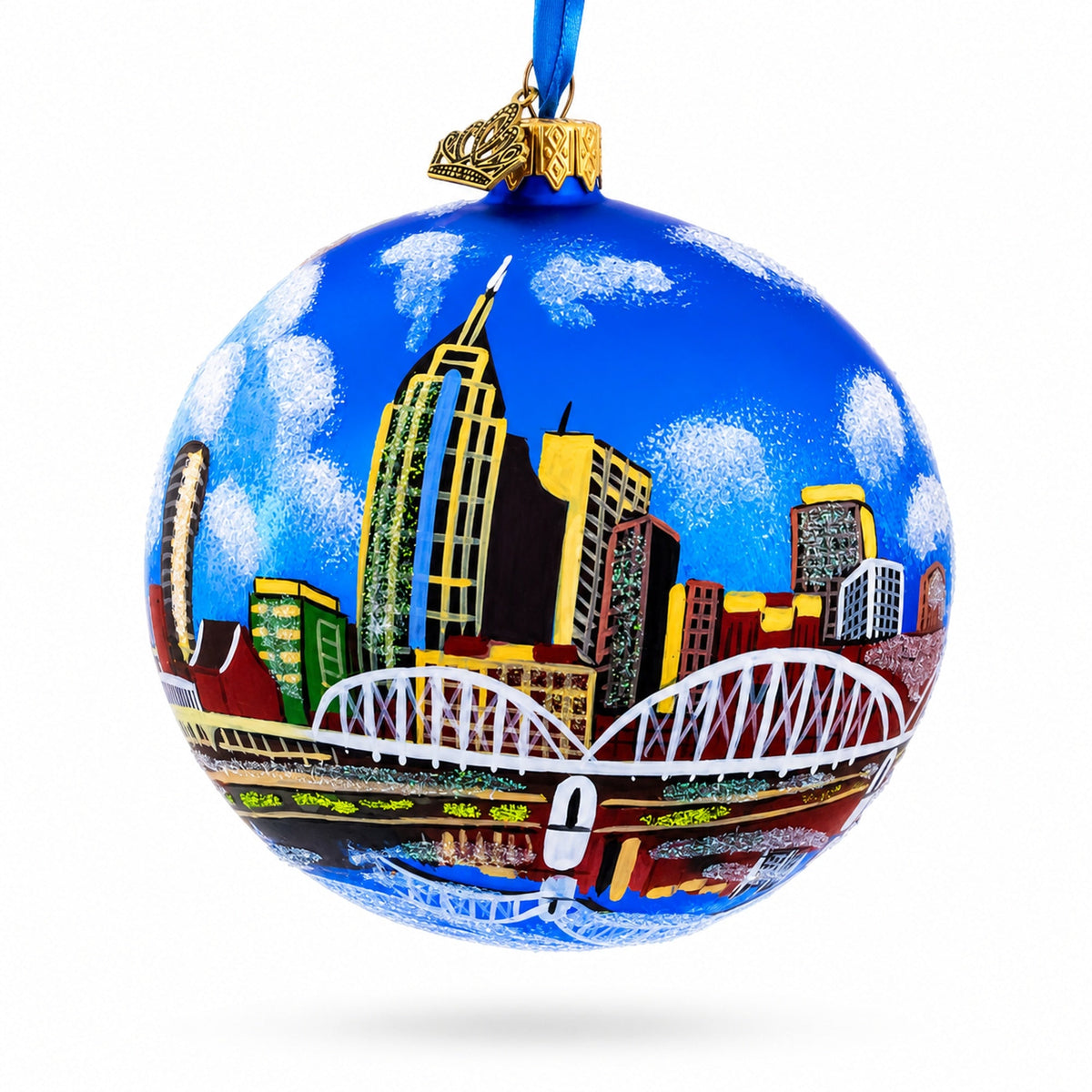 Nashville, Tennessee Glass Ball Christmas Ornament 4 Inches
