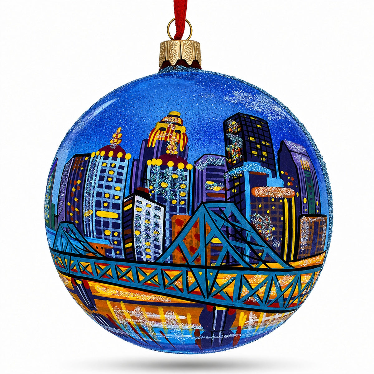 Louisville, Kentucky Glass Ball Christmas Ornament 4 Inches