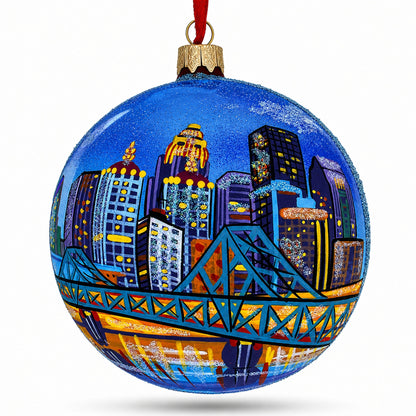 Louisville, Kentucky Glass Ball Christmas Ornament 4 Inches