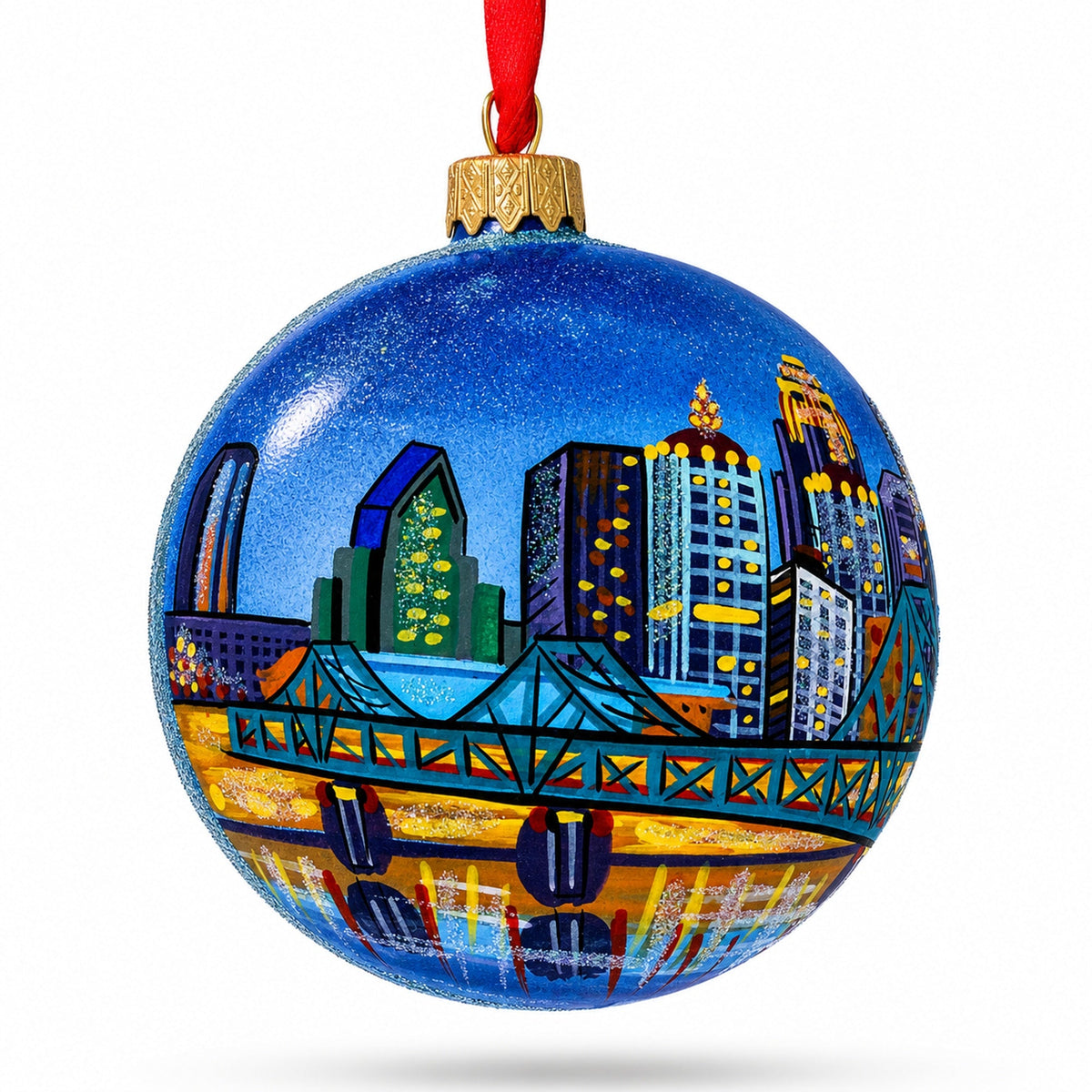 Louisville, Kentucky Glass Ball Christmas Ornament 4 Inches