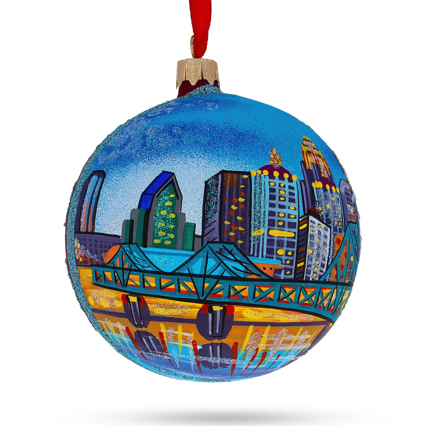 Louisville, Kentucky Glass Ball Christmas Ornament 4 Inches
