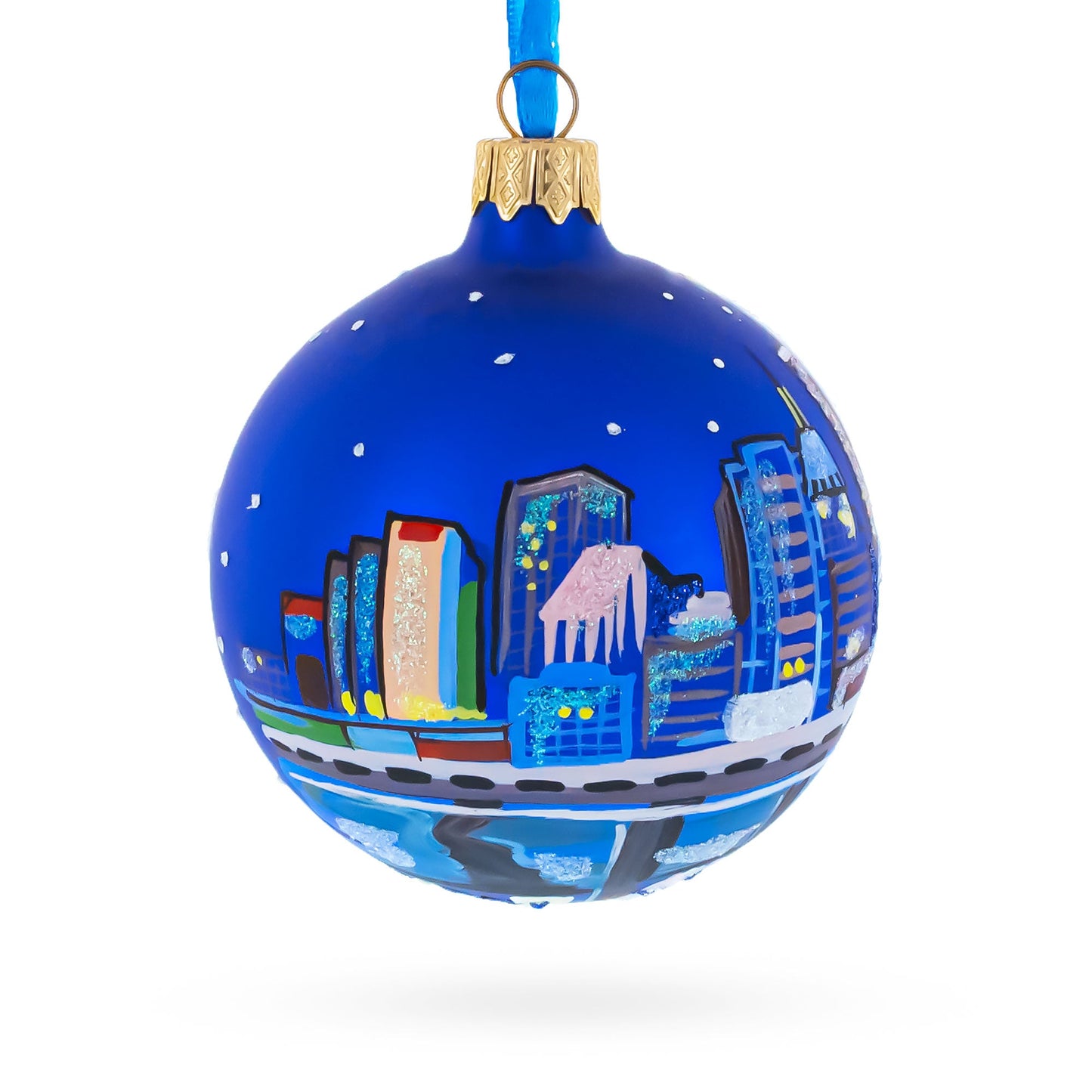 Oklahoma City, Oklahoma Glass Christmas Ornament 3.25 Inches