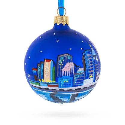 Oklahoma City, Oklahoma Glass Christmas Ornament 3.25 Inches