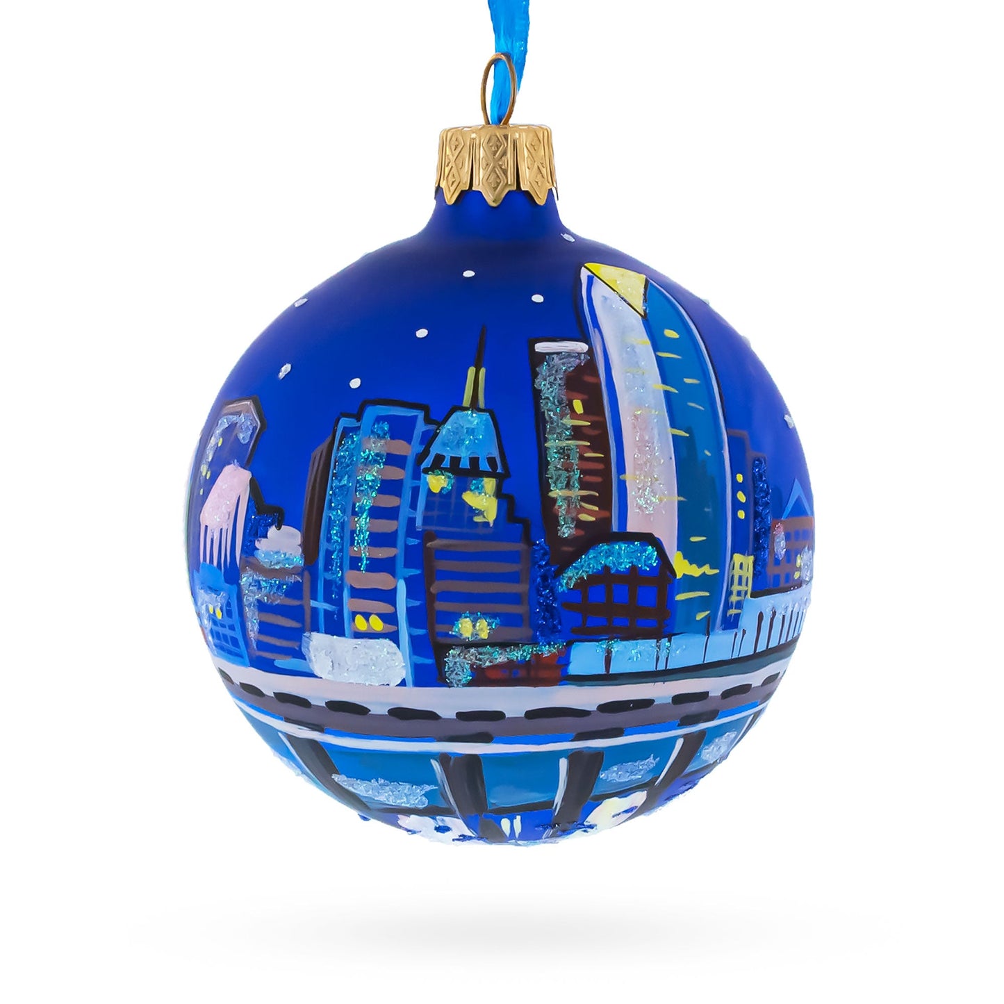 Oklahoma City, Oklahoma, USA Glass Christmas Ornament 3.25 Inches