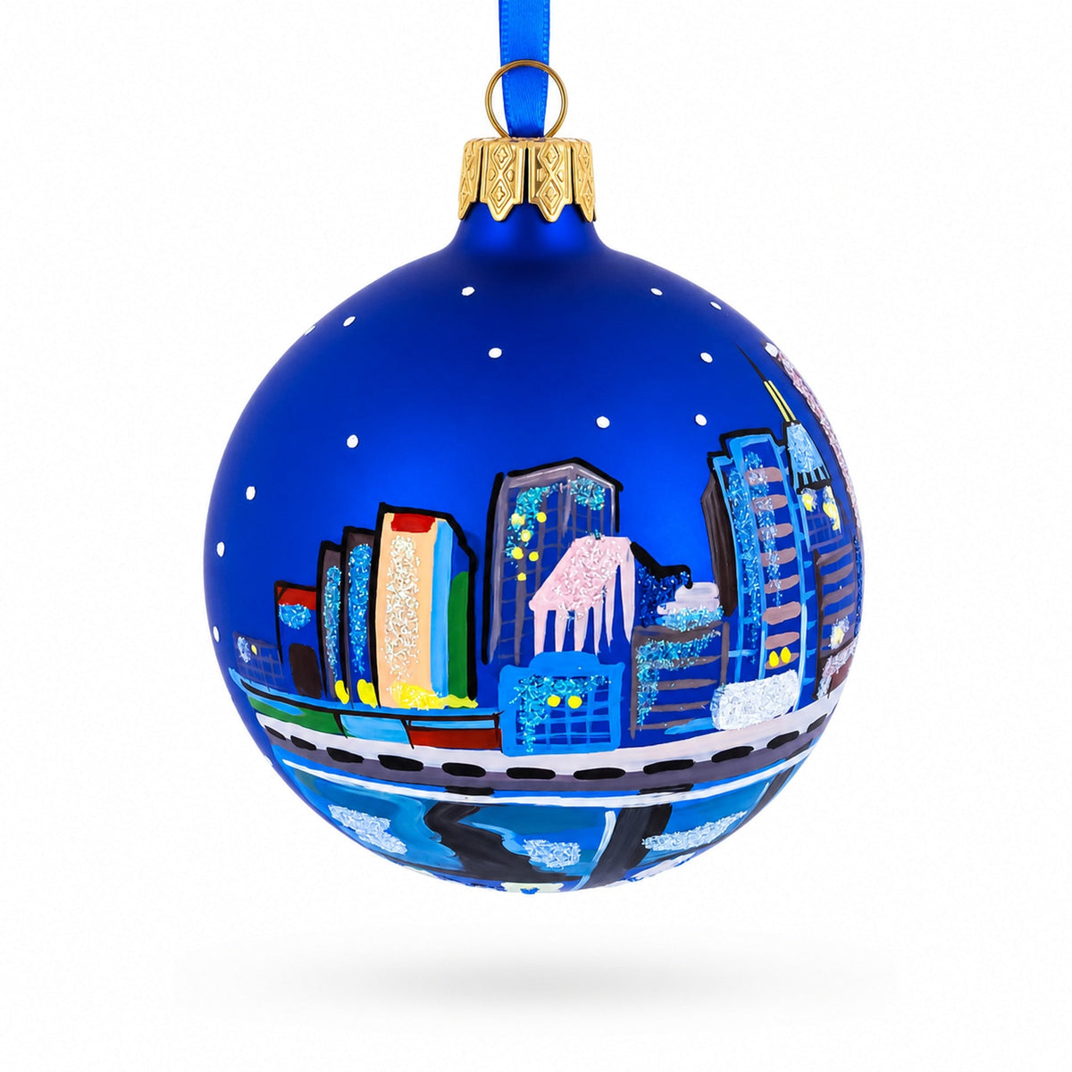 Oklahoma City, Oklahoma Glass Christmas Ornament 3.25 Inches