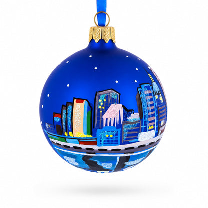 Oklahoma City, Oklahoma Glass Christmas Ornament 3.25 Inches