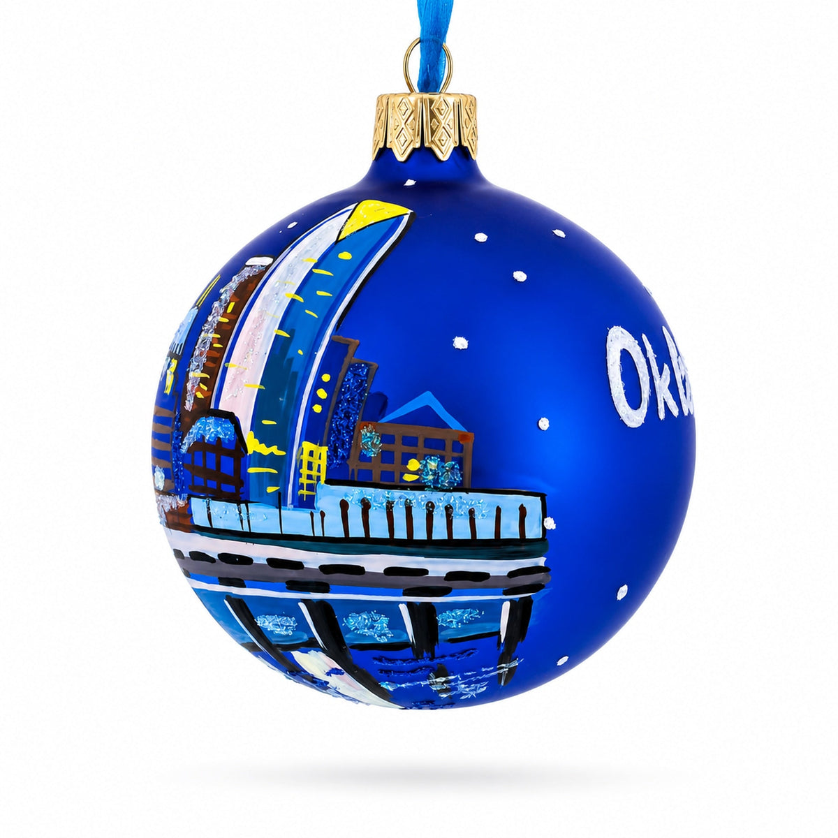 Oklahoma City, Oklahoma Glass Christmas Ornament 3.25 Inches