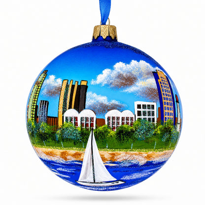 Long Beach, California Glass Ball Christmas Ornament 4 Inches