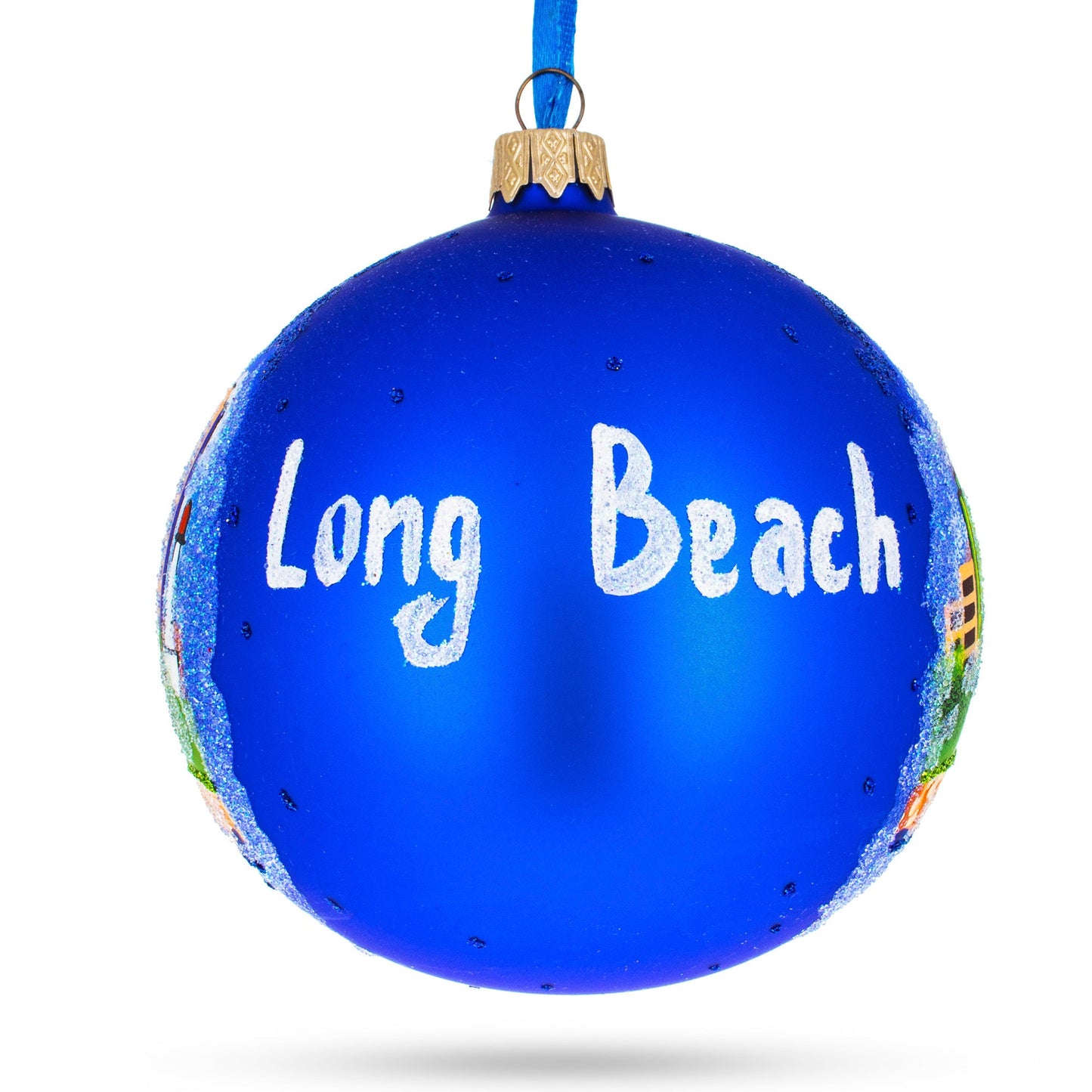 Long Beach, California Glass Ball Christmas Ornament 4 Inches