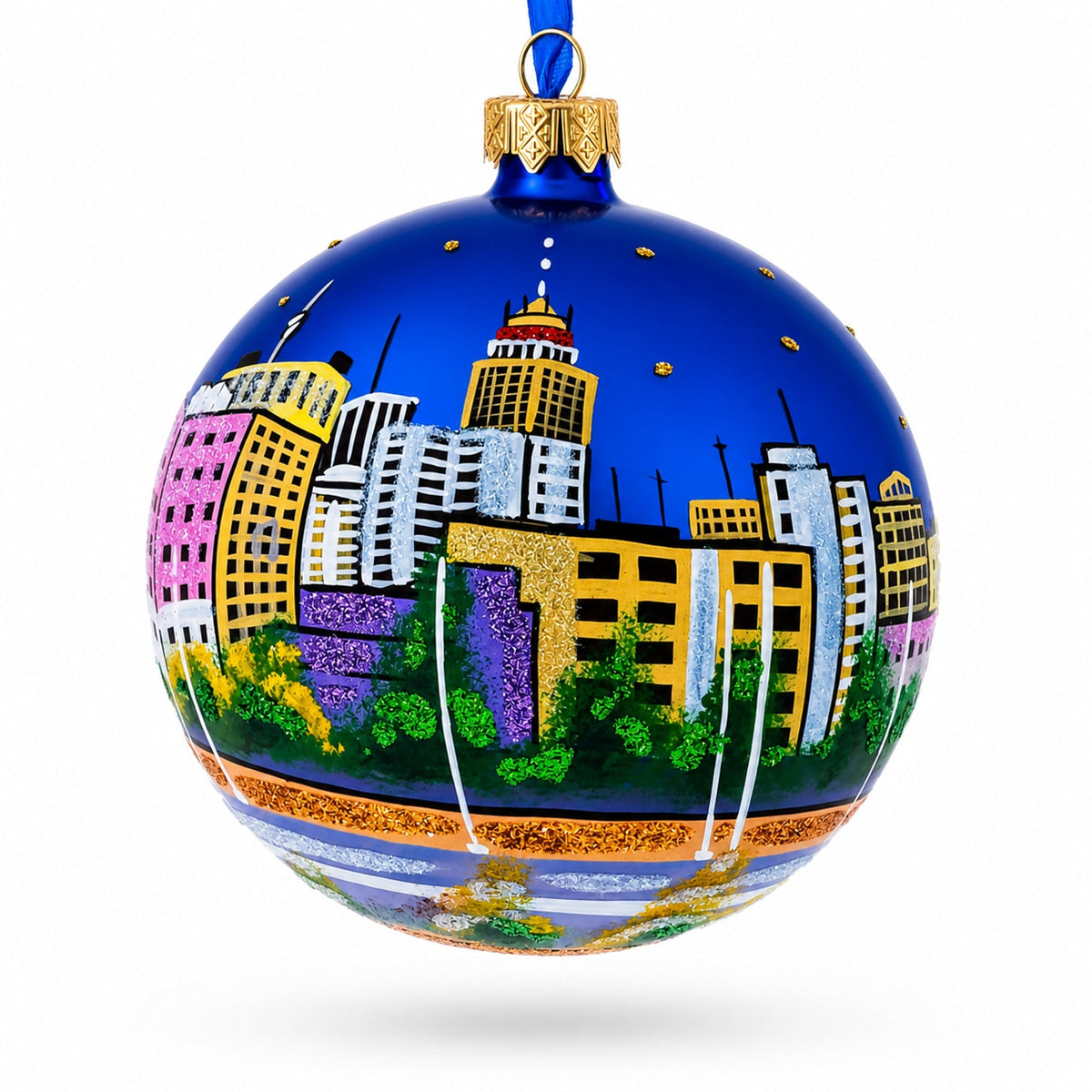 Fresno, California, USA Glass Ball Christmas Ornament 4 Inches