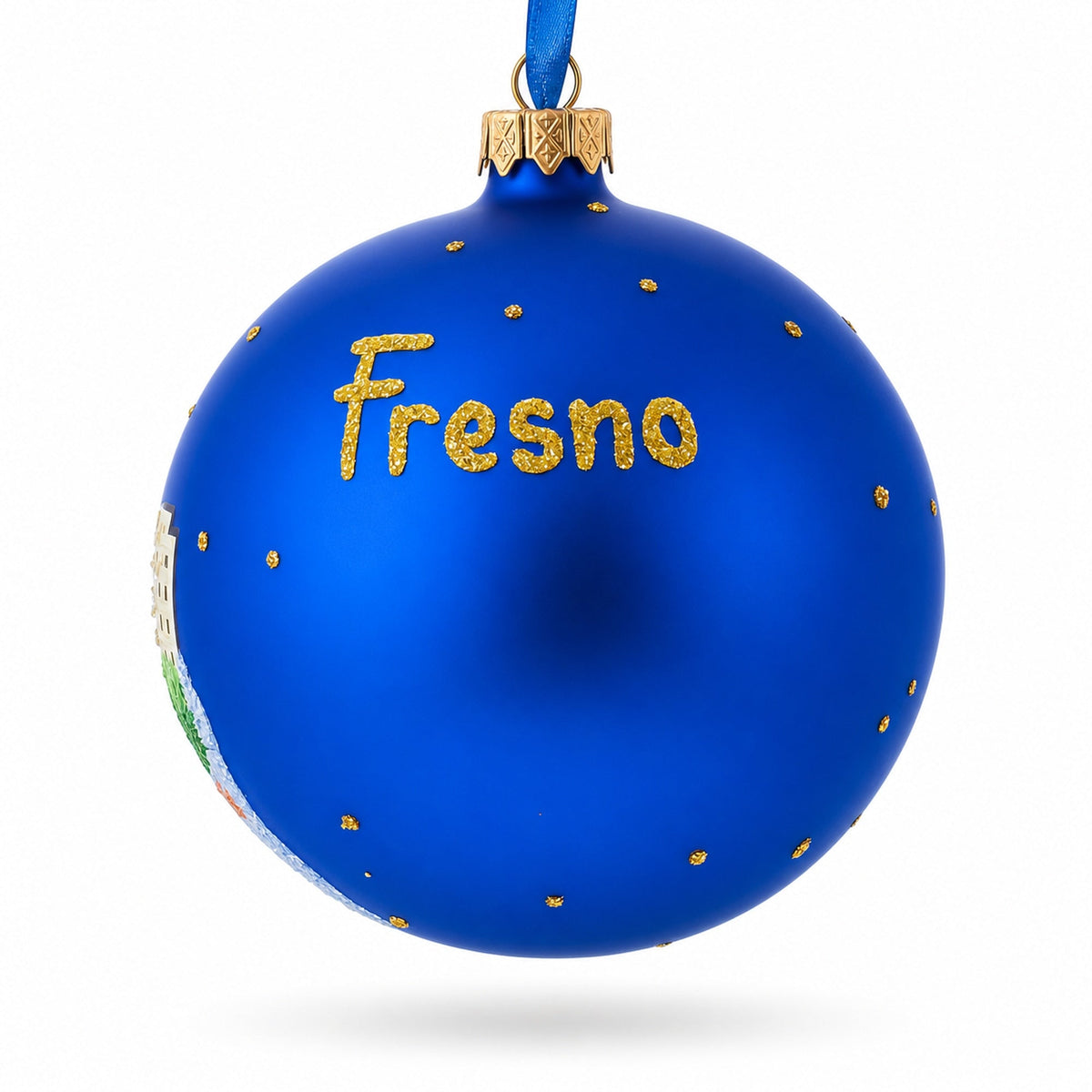 Fresno, California, USA Glass Ball Christmas Ornament 4 Inches