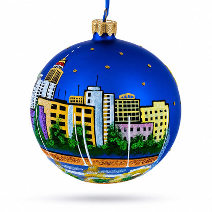 Fresno, California, USA Glass Ball Christmas Ornament 4 Inches