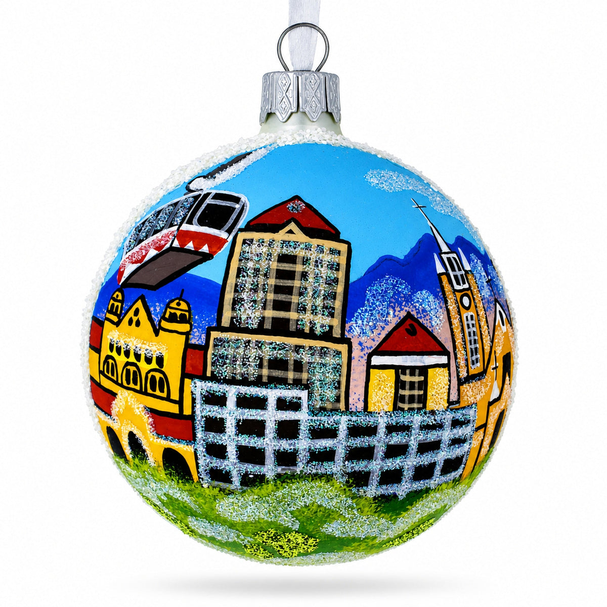 Albuquerque, New Mexico Glass Christmas Ornament 3.25 Inches