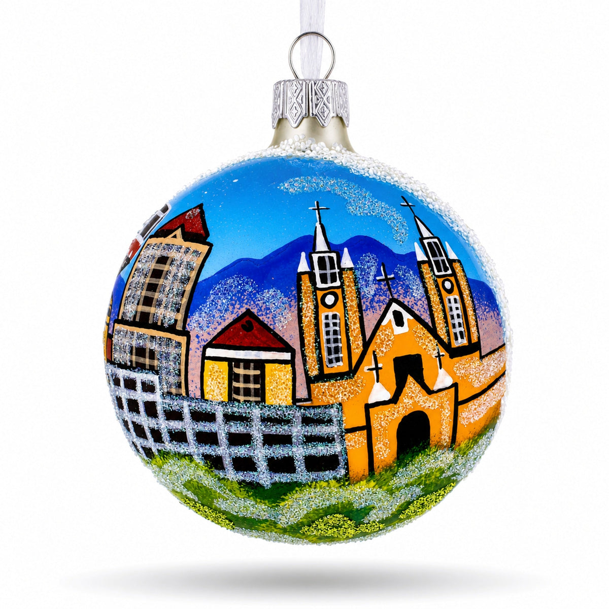 Albuquerque, New Mexico Glass Christmas Ornament 3.25 Inches