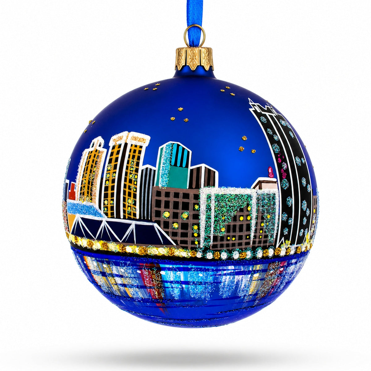 Virginia Beach, Virginia Glass Ball Christmas Ornament 4 Inches