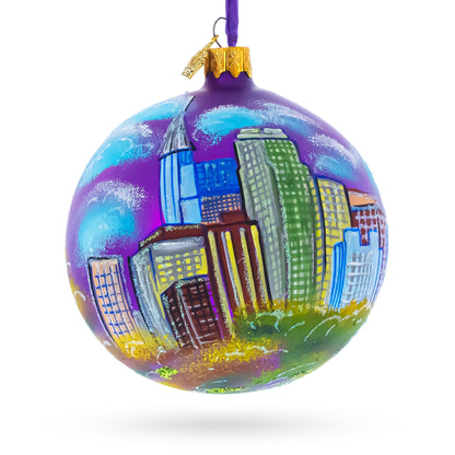 Raleigh, North Carolina Glass Ball Christmas Ornament 4 Inches