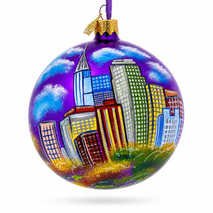 Raleigh, North Carolina Glass Ball Christmas Ornament 4 Inches