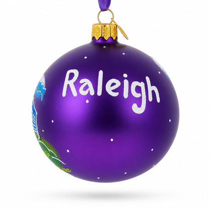 Raleigh, North Carolina Glass Ball Christmas Ornament 4 Inches
