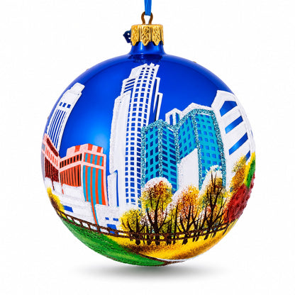 Omaha, Nebraska, USA Glass Ball Christmas Ornament 4 Inches