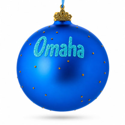Omaha, Nebraska, USA Glass Ball Christmas Ornament 4 Inches