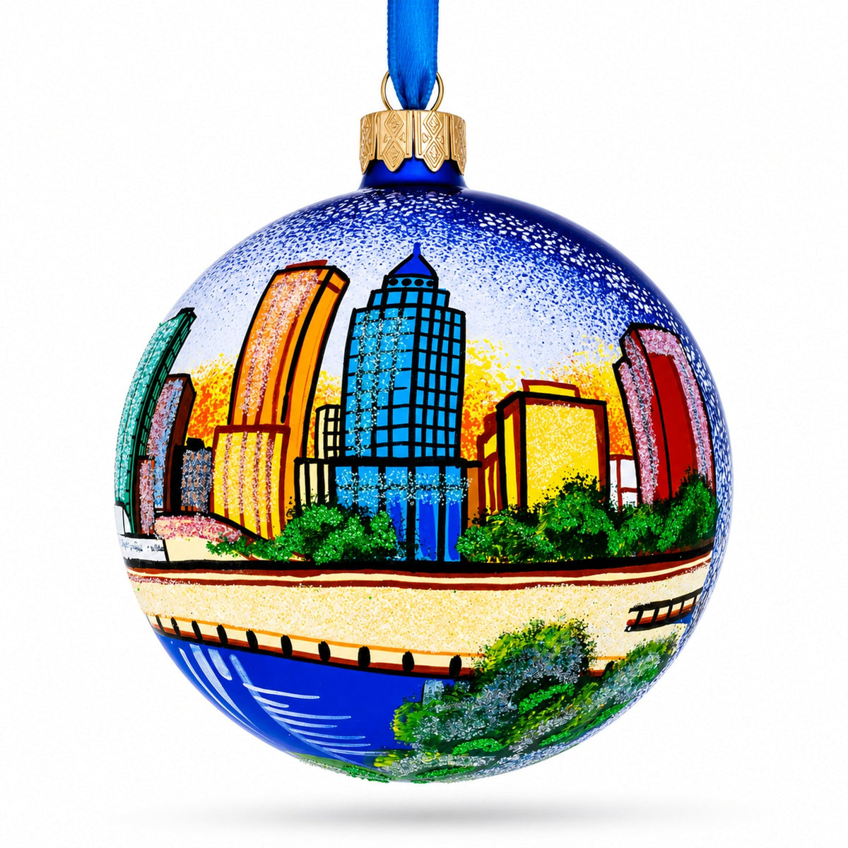Tampa, Florida, USA Glass Ball Christmas Ornament 4 Inches