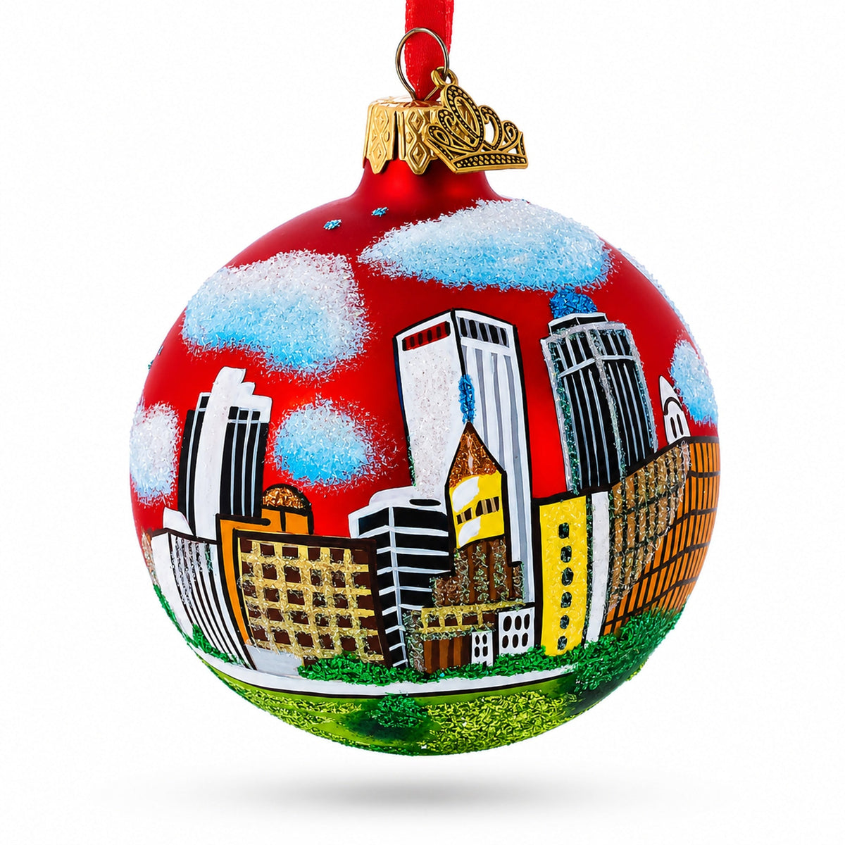 Tulsa, Oklahoma, USA Glass Christmas Ornament 3.25 Inches