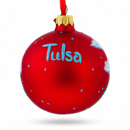 Tulsa, Oklahoma, USA Glass Christmas Ornament 3.25 Inches