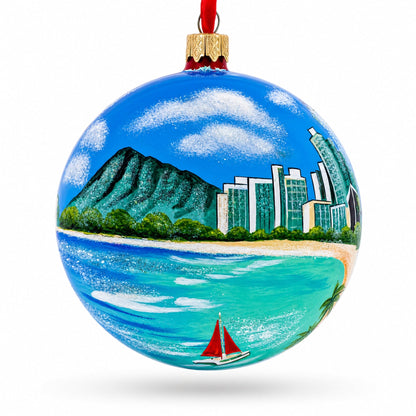 Honolulu, Hawaii Glass Ball Christmas Ornament 4 Inches