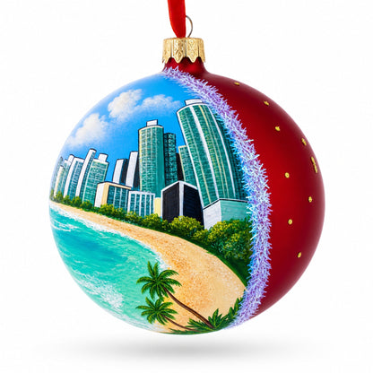 Honolulu, Hawaii Glass Ball Christmas Ornament 4 Inches