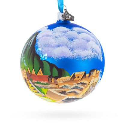 Machu Picchu, Peru Glass Christmas Ball Ornament 4 Inches