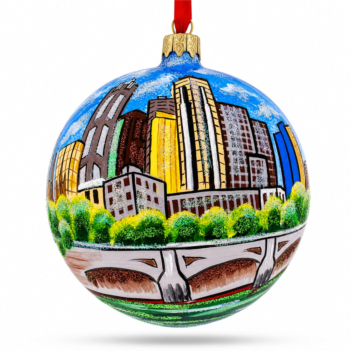 Melbourne, Australia Glass Ball Christmas Ornament 4 Inches
