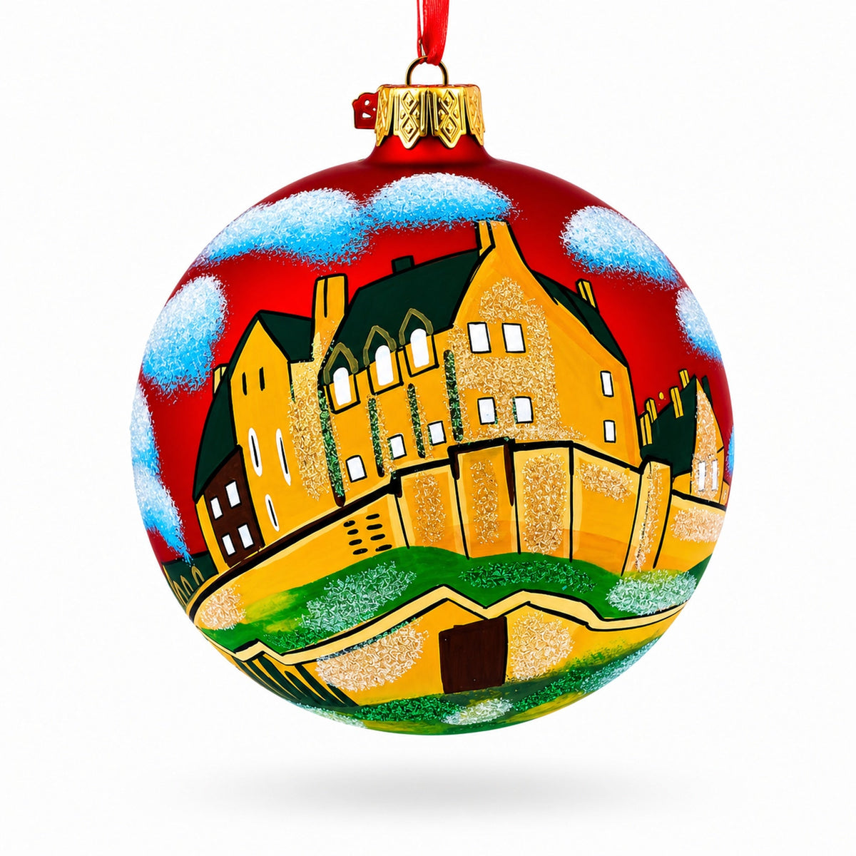 Edinburgh Castle, Scotland, UK Glass Ball Christmas Ornament 4 Inches