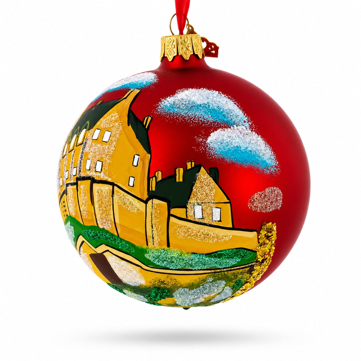 Edinburgh Castle, Scotland, UK Glass Ball Christmas Ornament 4 Inches