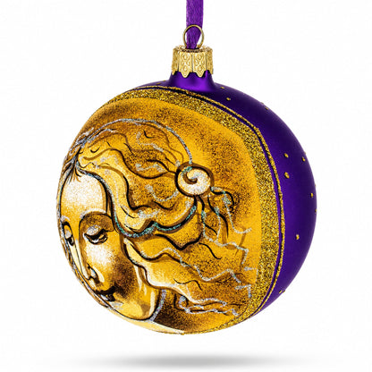 Leonardo Da Vinci's 'Head of A Woman' Glass Ball Christmas Ornament 4 Inches