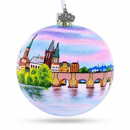Karluv Most, Prague, Czech Republic Glass Ball Christmas Ornament 4 Inches