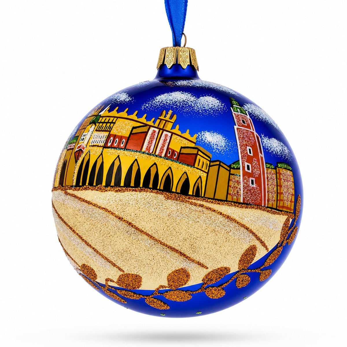 Market Square, Krakow, Poland Glass Ball Christmas Ornament 4 Inches
