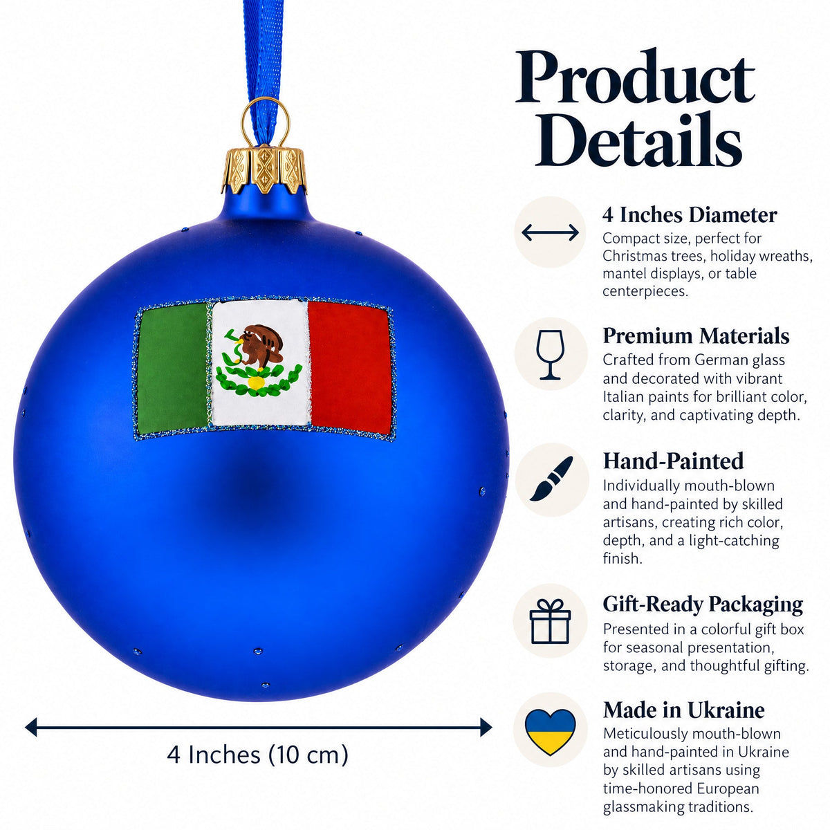 Cancun, Mexico Glass Ball Christmas Ornament 4 Inches