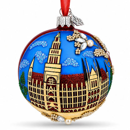 Marienplatz in Munich, Germany Glass Ball Christmas Ornament 3.25 Inches