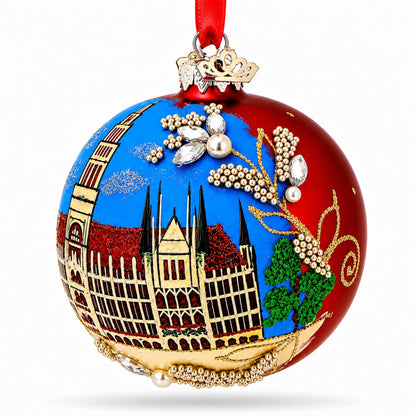 Marienplatz in Munich, Germany Glass Ball Christmas Ornament 3.25 Inches