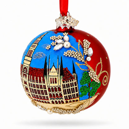 Marienplatz in Munich, Germany Glass Ball Christmas Ornament 3.25 Inches