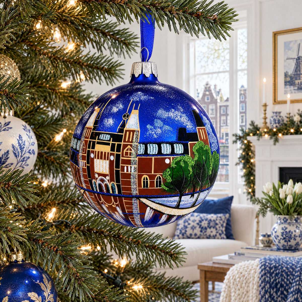 Rijksmuseum, Amsterdam, Netherlands Glass Ball Christmas Ornament 4 Inches