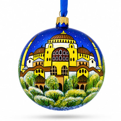 Aya Sofya, Istanbul, Turkey Glass Ball Christmas Ornament 4 Inches