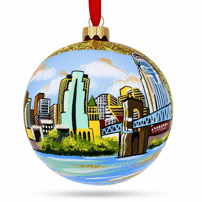 Cincinnati, Ohio Glass Ball Christmas Ornament 4 Inches