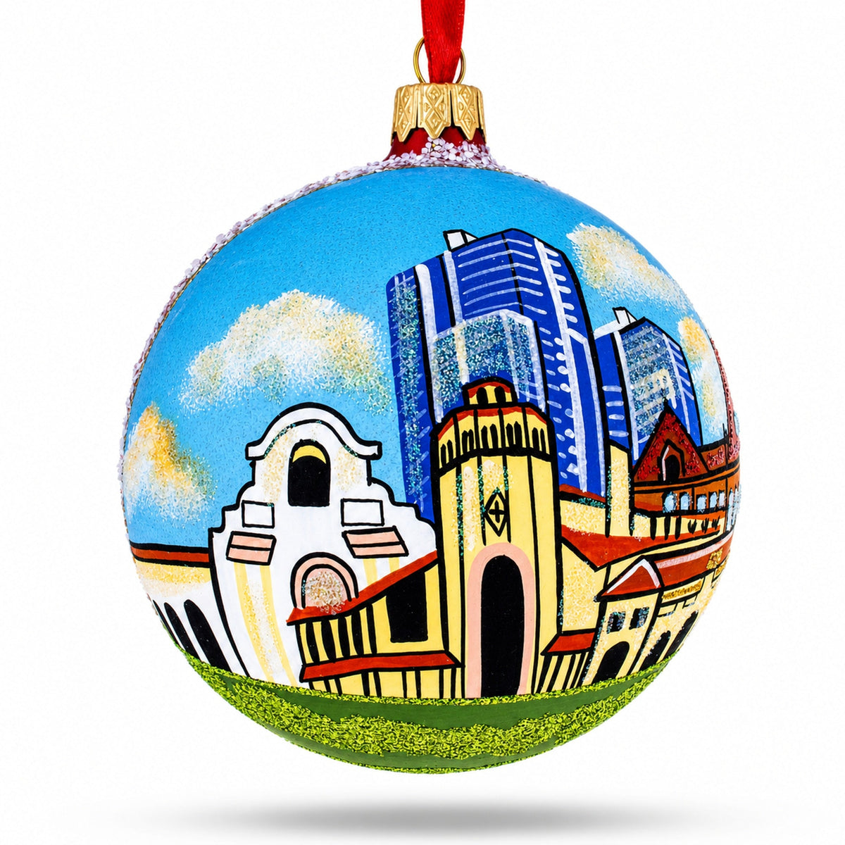 Santa Ana, California Glass Ball Christmas Ornament 4 Inches