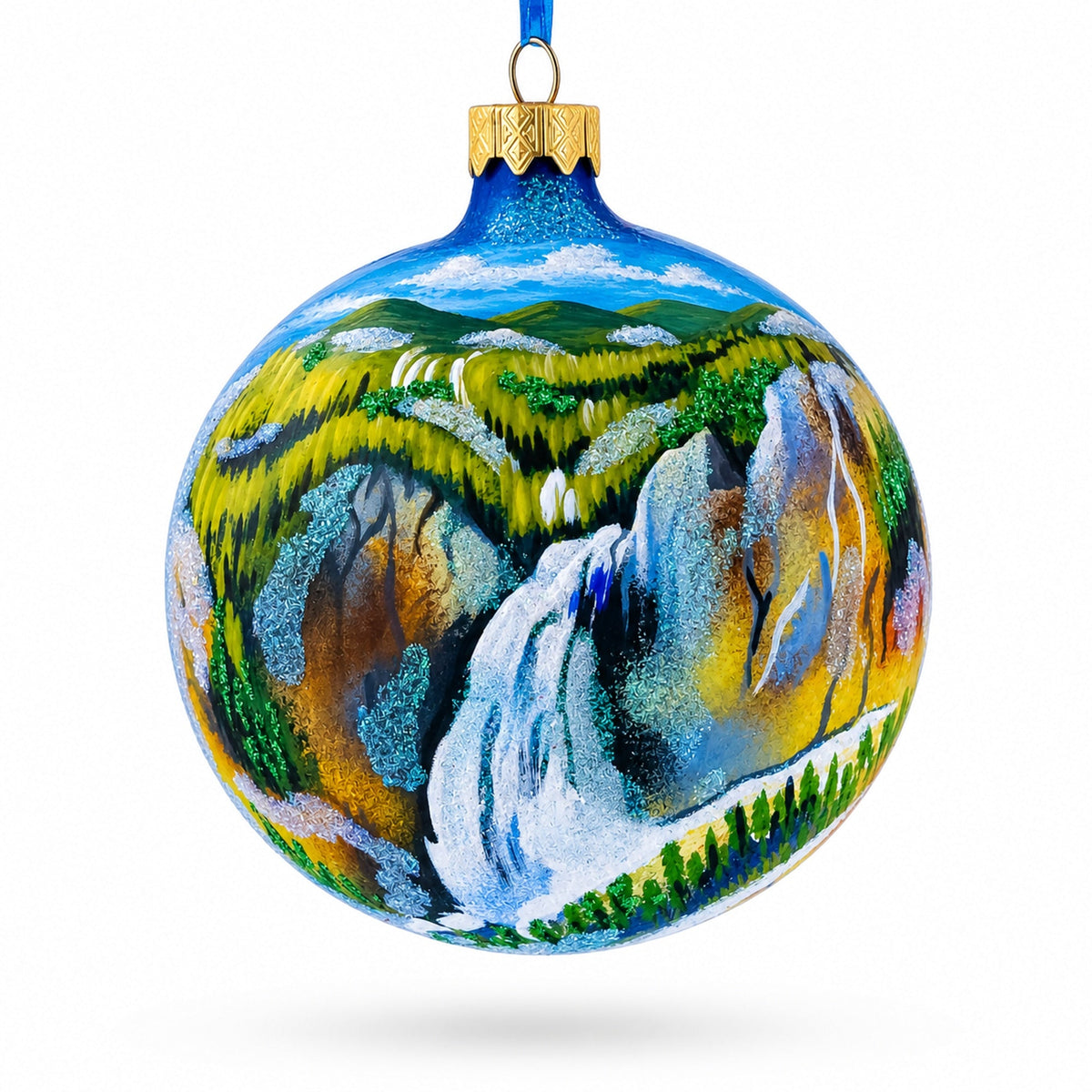 Yellowstone National Park, Wyoming Glass Ball Christmas Ornament 4 Inches