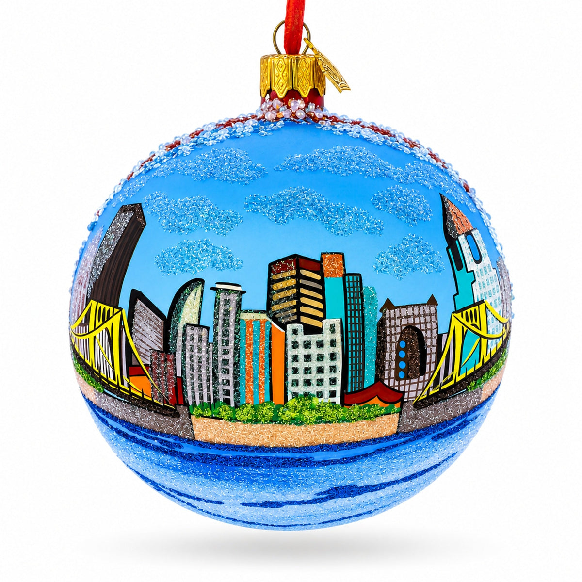 Pittsburgh, Pennsylvania Glass Ball Christmas Ornament 4 Inches
