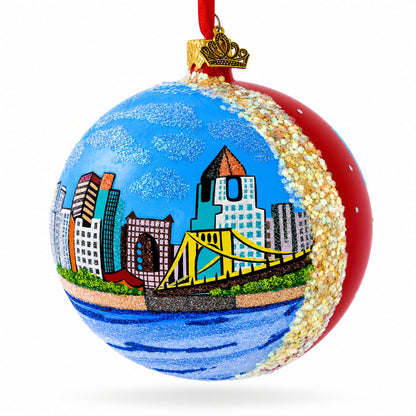 Pittsburgh, Pennsylvania Glass Ball Christmas Ornament 4 Inches
