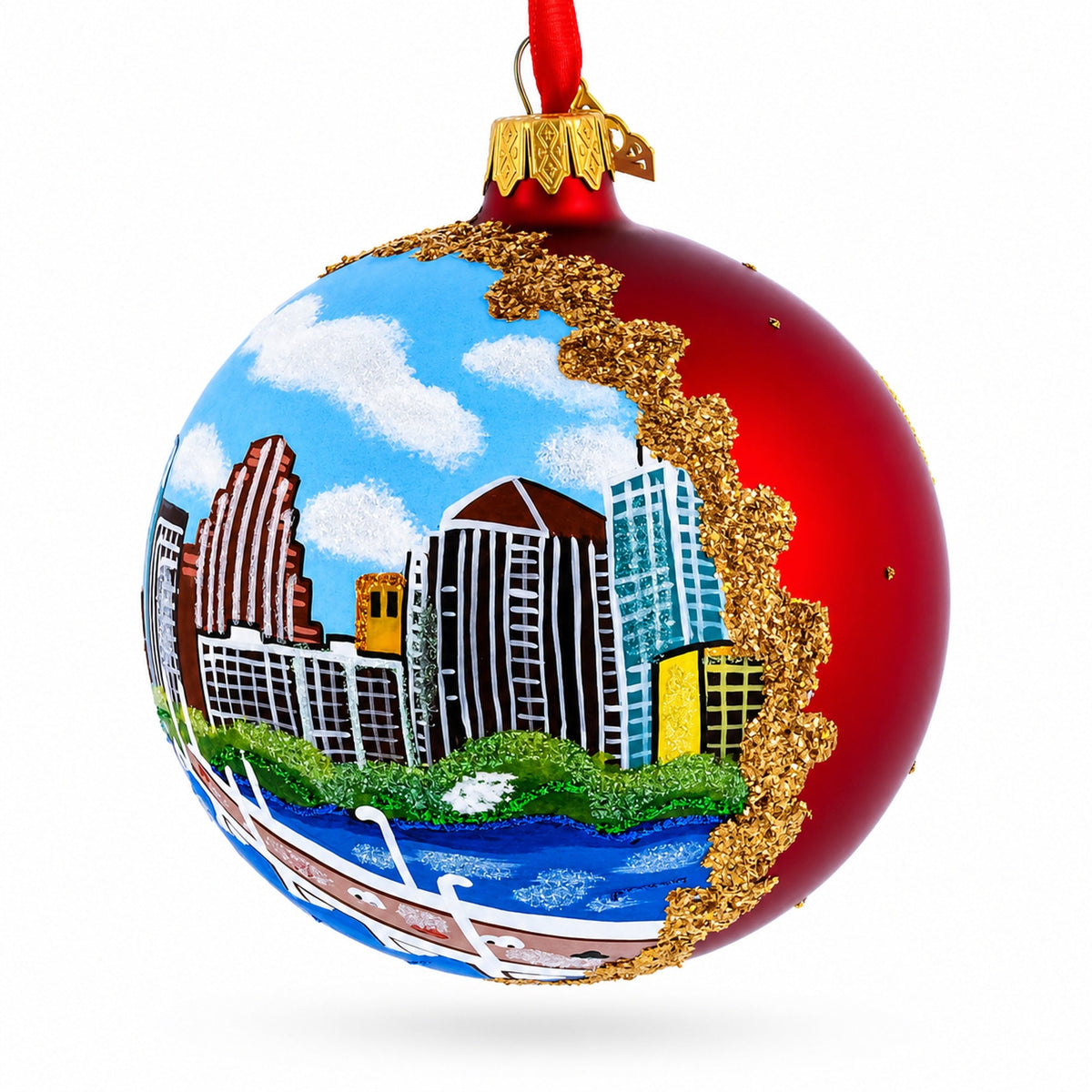 Austin, Texas Glass Ball Christmas Ornament 4 Inches